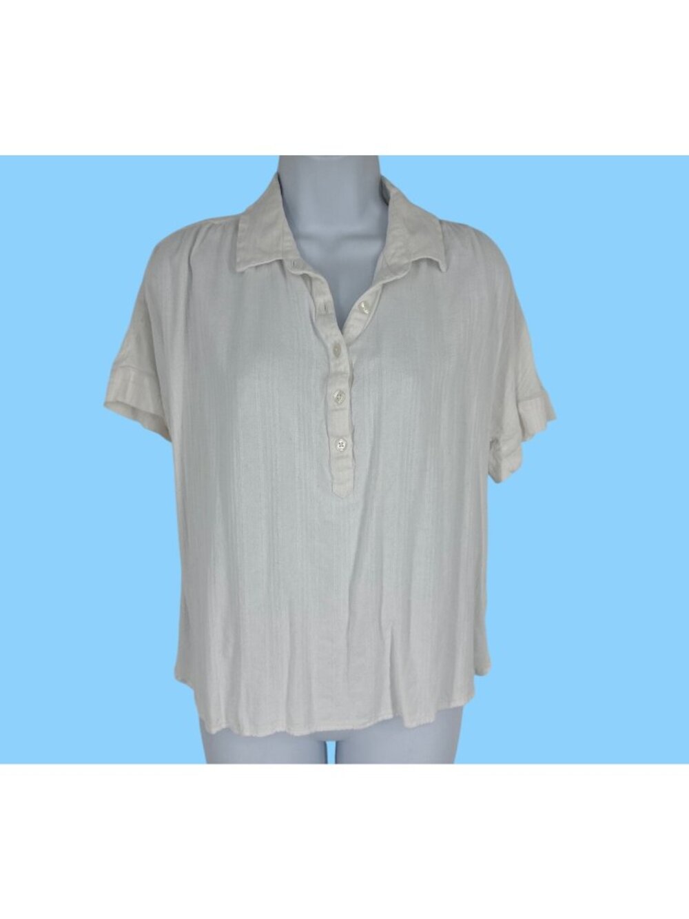 Chicos White Short-Sleeve Collared Button-Front Blouse Women's Size 2 US M